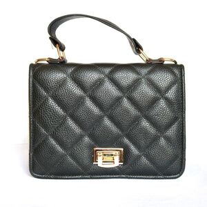 JEANNE LOTTIE Quilted Black Faux Leather Handbag Purse Vintage Toronto Canada